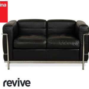 Cassina LC 2 Leder Sofa Schwarz Zweisitzer Le Corbusier Chrom