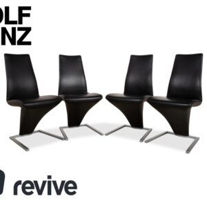 4er Garnitur Rolf Benz 7800 Leder Stuhl Schwarz Esszimmerstühle