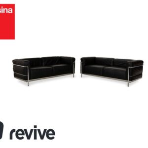 Cassina LC 3 Le Corbusier Leder Zweisitzer Schwarz Bauhaus 2x ✨