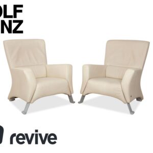 Rolf Benz 322 Leder 2x Sessel Weiß Creme