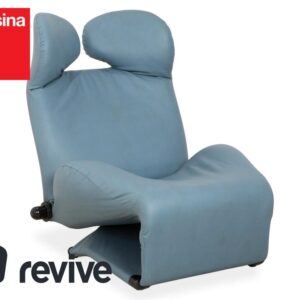 Cassina Wink Sessel veganes Leder Blau Grau manuelle Funktion