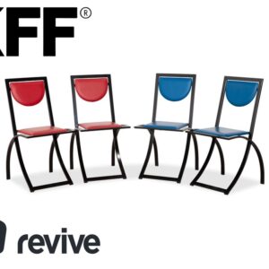 4er Garnitur KFF Sinus Leder Stuhl Blau Rot
