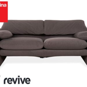 Cassina Maralunga Stoff Zweisitzer Grau Beige Sofa Couch Neubezug