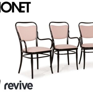 6er Stuhl-Garnitur Thonet Holz Dunkelbraun Rosa Altrosa Set
