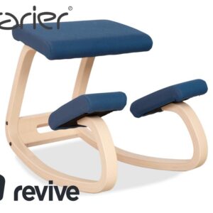 Varier Variable Kniestuhl Holz Esche Hocker Natur Stoff Blau