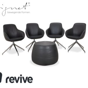 4er Garnitur Signet Mailo Leder Stuhl Hocker Braun Grau Esszimmer