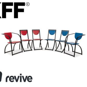 6er Garnitur KFF Sinus Cosinus Leder Stuhl Blau Rot