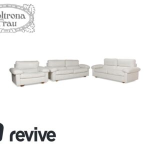 Poltrona Frau Petronio Leder Sofa Garnitur Weiß Sofa Couch