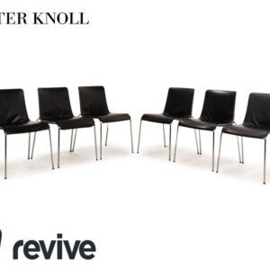 6er Garnitur Walter Knoll Liz Leder Stuhl Schwarz Esszimmer