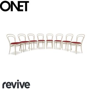 8er Stuhl-Garnitur Thonet 214 P Stuhl Holz Rot Weiß