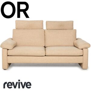 Cor Conseta Stoff Zweisitzer Beige Sofa Couch Kopfstützen