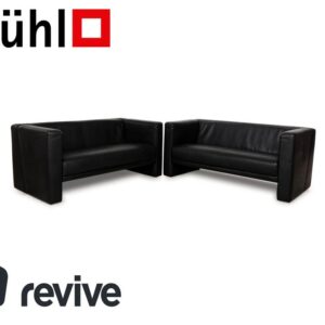 Brühl Visavis Leder Zweisitzer Garnitur Schwarz Sofa Couch ✨