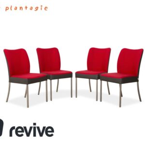 4er Set Bert Plantagie Duo Vierfuß Stuhl Leder Stoff Rot Schwarz