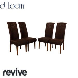 4er Garnitur Lloyd Loom Holz Stuhl Braun Esszimmer