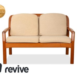 Dyrlund Zweisitzer Holz Stoff Braun Beige Mid Century