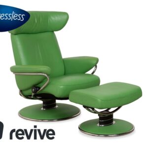 Stressless Jazz Leder Sessel Grün inkl. Hocker Relaxfunktion