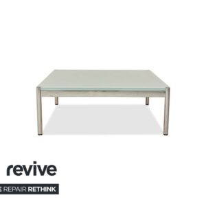 USM Haller Glas Couchtisch Blau Silber 101 x 101 cm