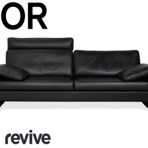 COR Conseta Dreisitzer Leder Sofa Schwarz mit Kopfstütze