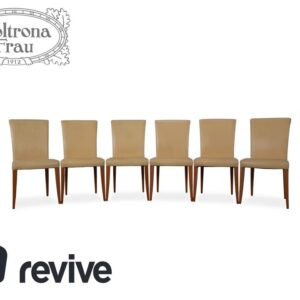 8er Garnitur Poltrona Frau Vittoria Leder Holz Gelb