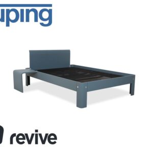 Auping Auronde 1500 Holz Bett Blau Grau Beistelltisch