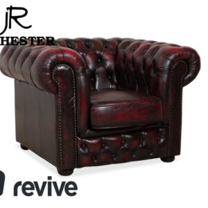 Rochester Chesterfield Leder Sessel Rot Braun Vintage