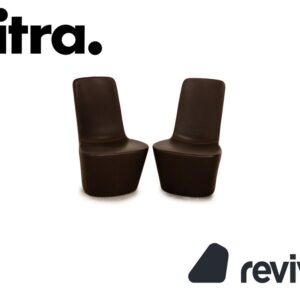 Vitra Monopod Leder Sessel Garnitur Braun Dunkelbraun