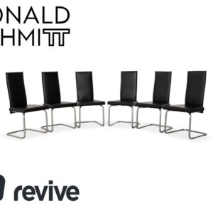 6er Garnitur Ronald Schmitt Leder Stuhl Schwarz Chrom Esszimmer