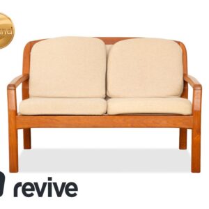 Dyrlund Zweisitzer Holz Stoff Braun Beige Mid Century