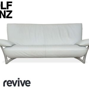 Rolf Benz 1900 Leder Dreisitzer Eisblau Grau Blaugrau Sofa Couch