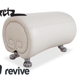 Bretz Gaudi Leder Hocker Weiß Creme Beige Silber Löwentatzen