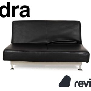Edra Damier Leder Zweisitzer Schwarz manuelle Relaxfunktion Sofa