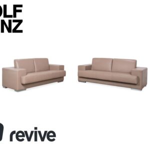 Rolf Benz Garnitur Dreisitzer & Zweisitzer Leder Sofa Creme