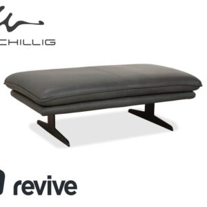 Willi Schillig Broadway Leder Hocker Dunkelgrau Anthrazit