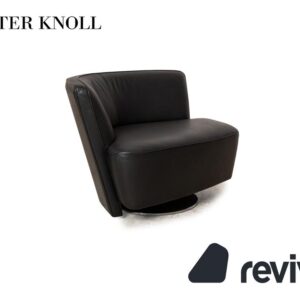 Walter Knoll Drift Leder Sessel Schwarz manuelle Drehfunktion