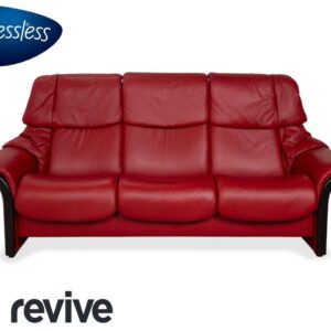 Stressless Eldorado Dreisitzer Leder Sofa Cherry Rot Holz Buche