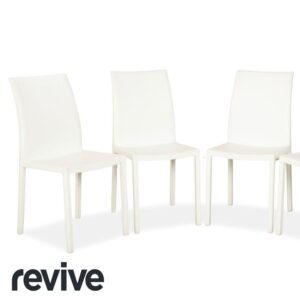 4er Garnitur Leder Stuhl Weiß Komplettset