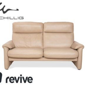 Willi Schillig Ergoline Leder Zweisitzer Creme Beige Sofa Couch
