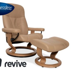 Stressless Consul Leder Sessel inkl. Hocker Beige mit manueller