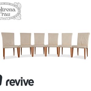 6er Garnitur Poltrona Frau Vittoria Leder Stuhl Creme