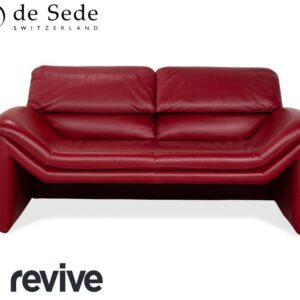 de Sede Hans Kaulfeld Leder Zweisitzer Rot Sofa Couch manuelle