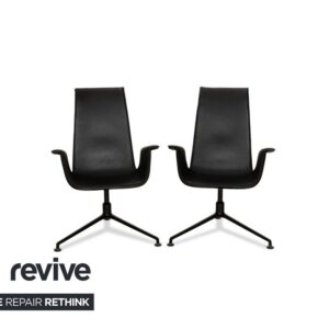 Walter Knoll FK Black Leder 2x Sessel Schwarz manuelle Funktion