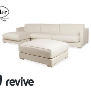 Baxter Leder Garnitur Ecksofa Hocker Weiß Creme Sofa Couch