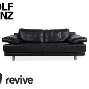 Rolf Benz 355 Dreisitzer Leder Sofa Schwaz manuelle Funktion