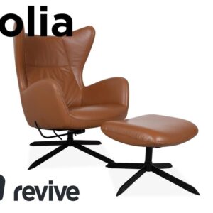 Bolia Solo Leder Sessel Braun Schwarz inkl. Hocker manuelle