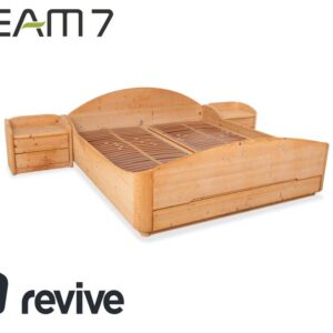 Team7 Holz Bett 2x Nachtschrank Braun 180x200 cm manuelle