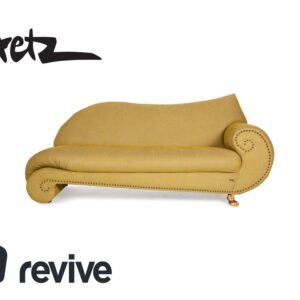 Bretz Gaudi Samt Stoff Sofa Gelb Grün Dreisitzer Couch Neubezug ✨