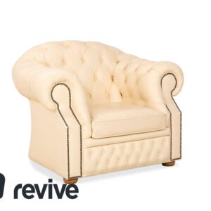 Chesterfield Centurion Leder Sessel Creme Vintage