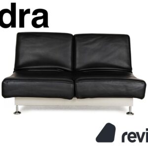 Edra Damier Leder Zweisitzer Schwarz manuelle Funktion Sofa Couch