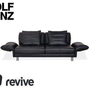 Rolf Benz 510 Leder Dreisitzer Dunkelblau manuelle Funktion Sofa