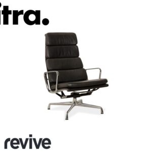 Vitra EA 222 Soft Pad Lounge Chair Leder Sessel Schwarz